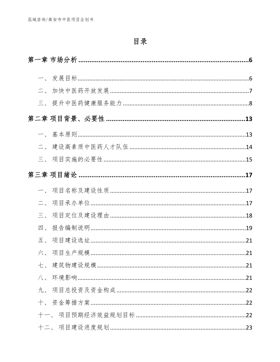 高安市中医项目企划书_第1页