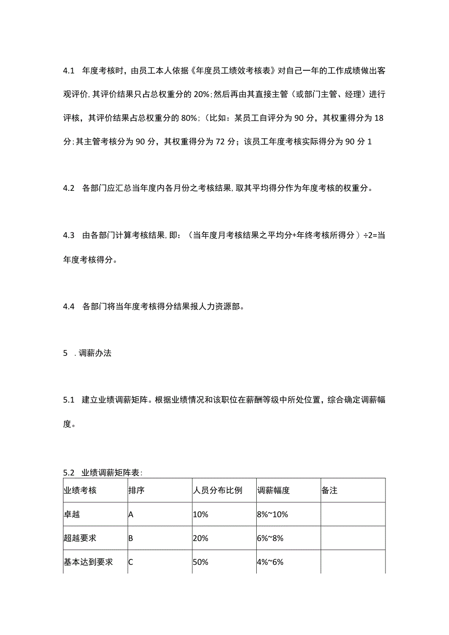 年度调薪员工年度调薪考核管理办法模板_第3页