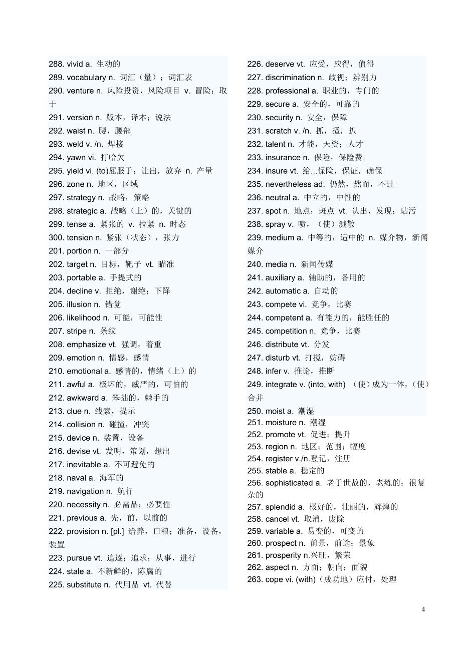 大学英语四级高频词汇700_第4页