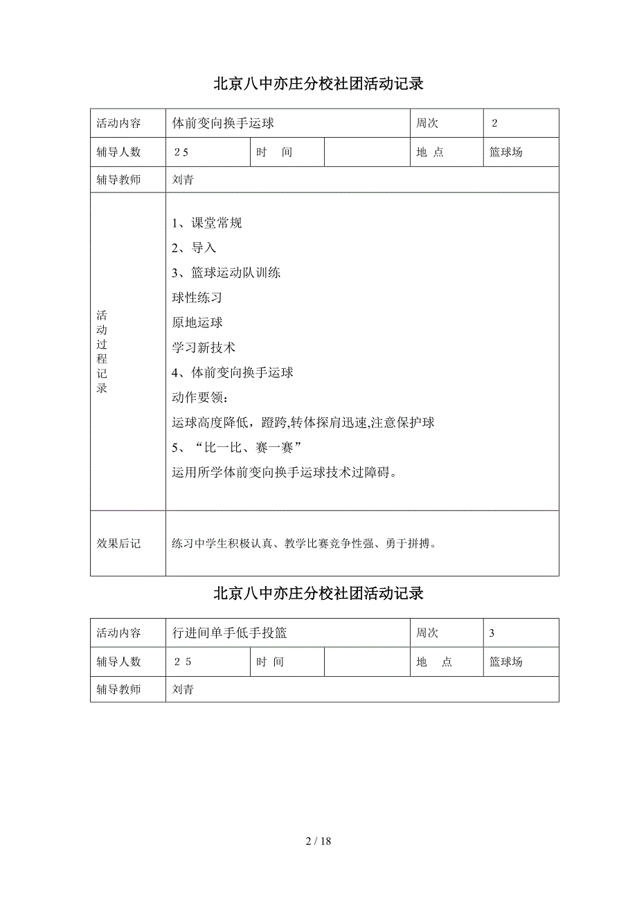 2014下学期篮球兴趣小组活动记录_第2页