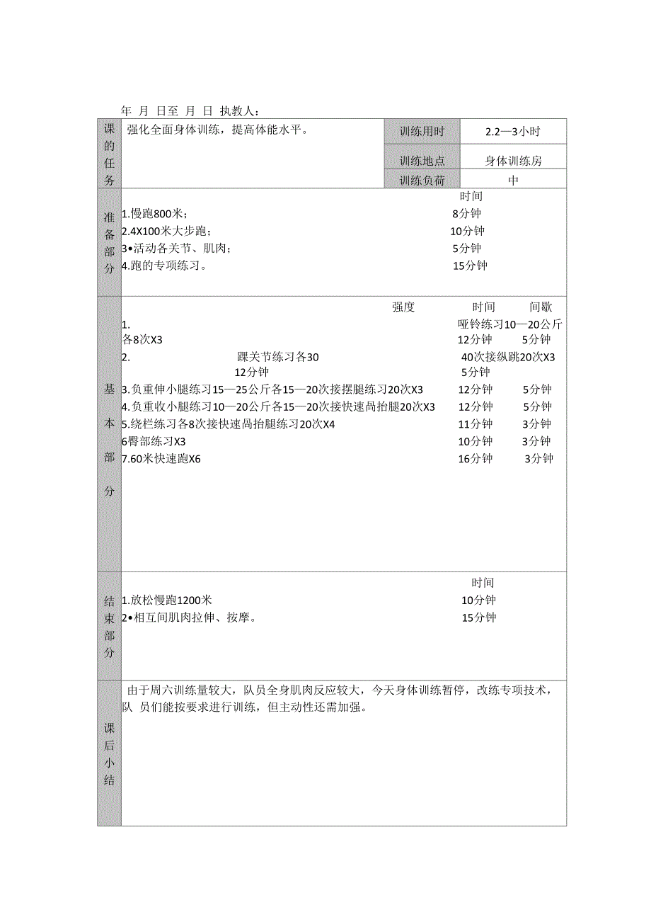 体育训练一周训练计划及具体项目安排_第2页