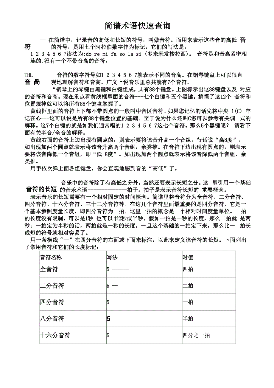 简谱术语快速查询音符_第1页