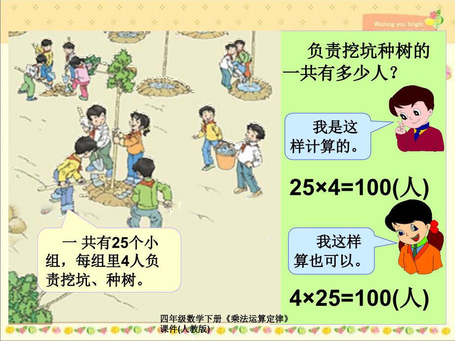 人教版四年级数学下册《乘法运算定律》课件_第3页