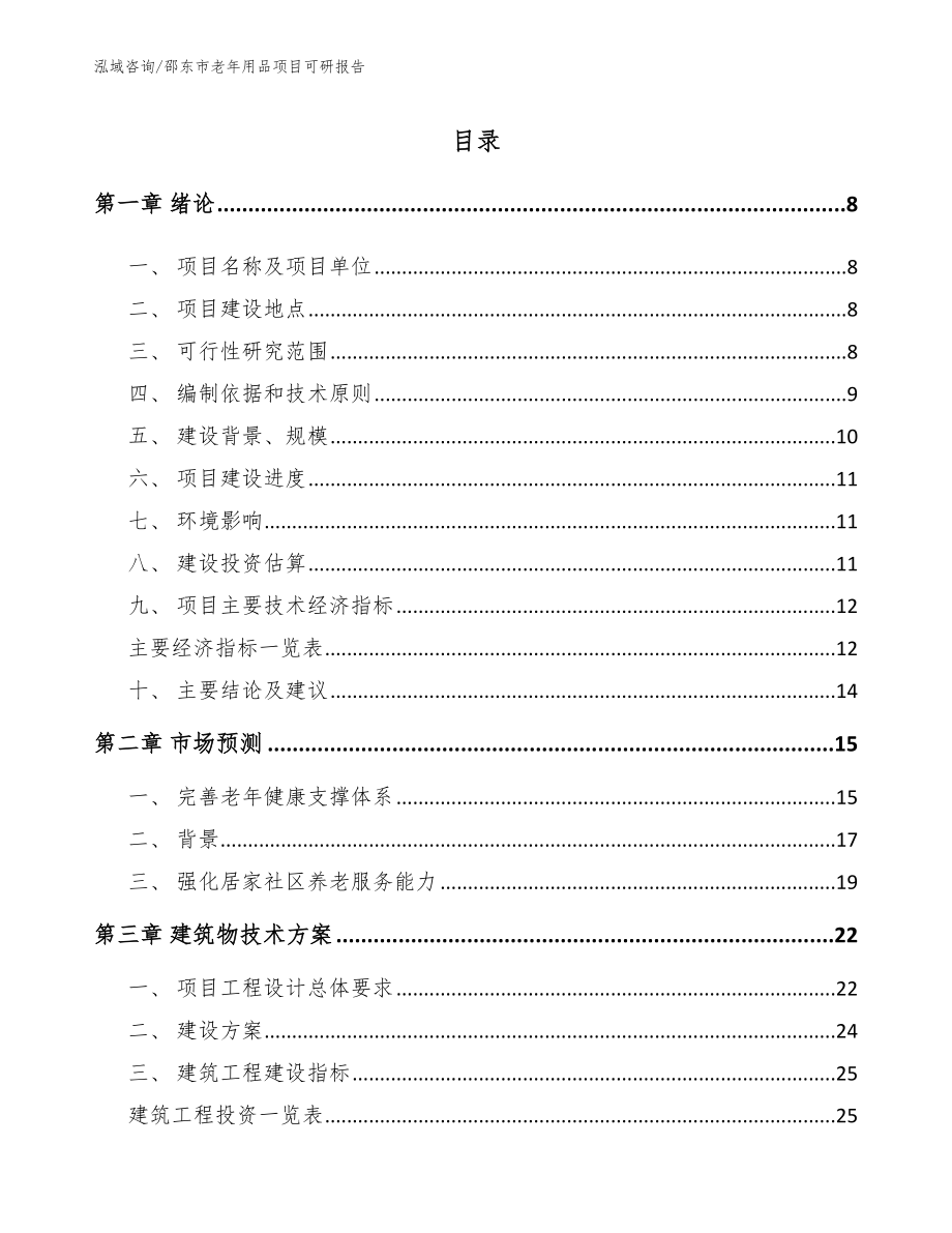 邵东市老年用品项目可研报告（模板参考）_第1页