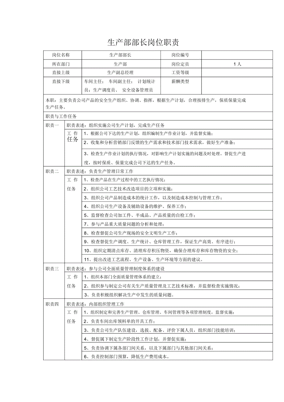 中小企业生产部部长岗位职责_第1页