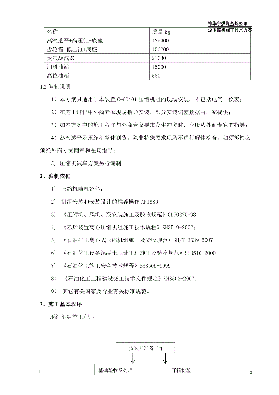 《施工方案》神华宁煤煤基烯烃项目C-60401离心式压缩机安装施工方案_第2页