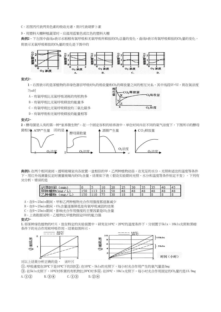 高考生物光合作用和呼吸作用专题复习讲义_第5页