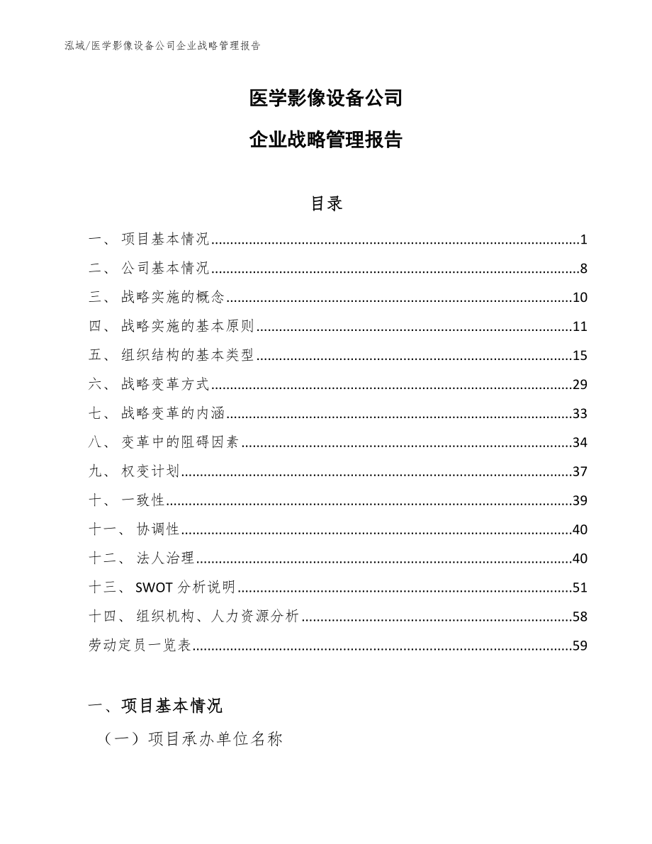 医学影像设备公司企业战略管理报告_第1页