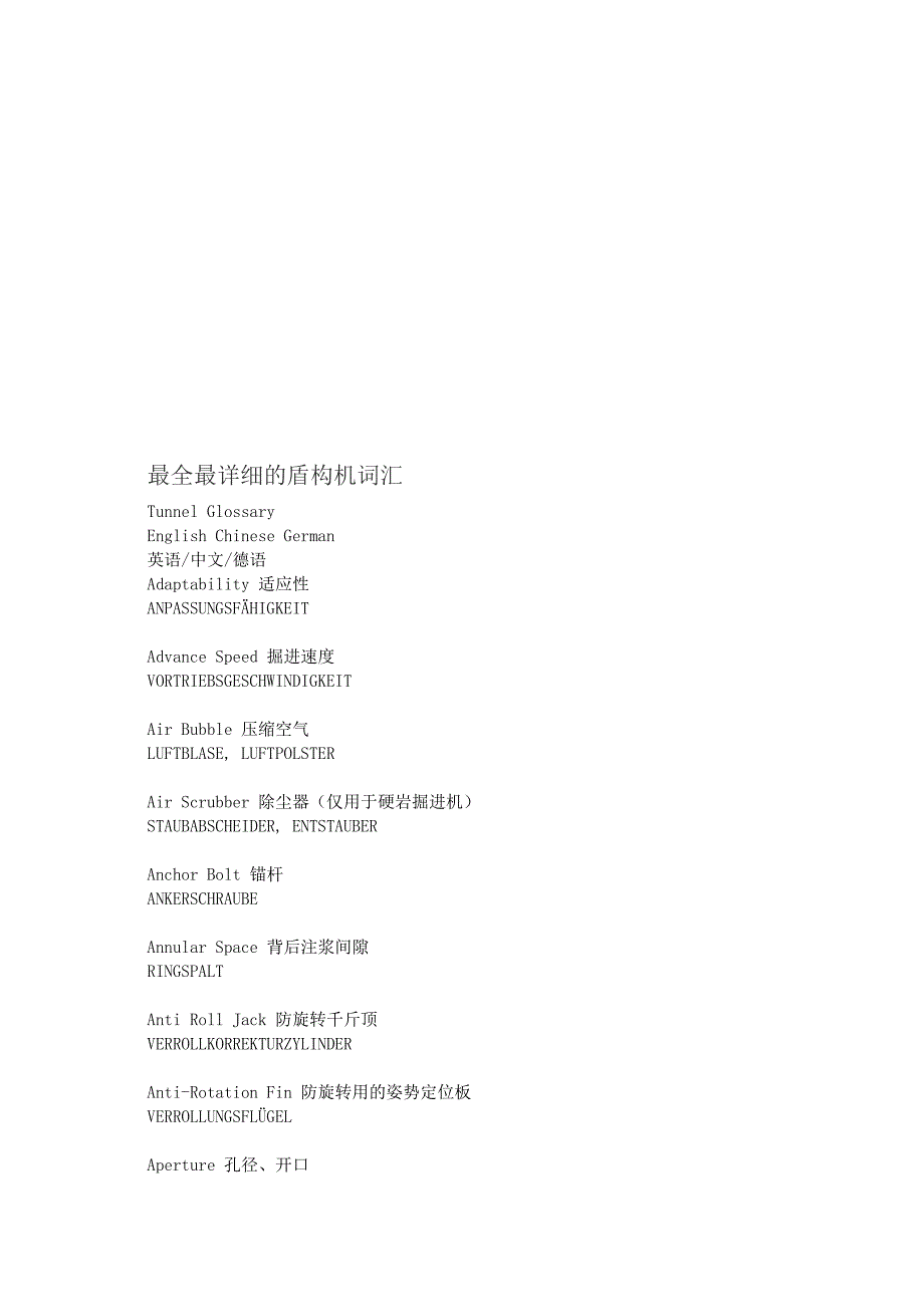最全最详细的盾构机词汇_第1页