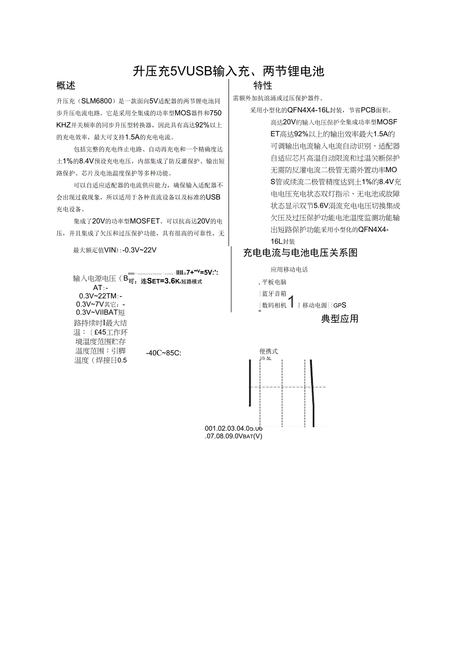 升压充5VUSB输入充、两节锂电池SLM6800_第1页