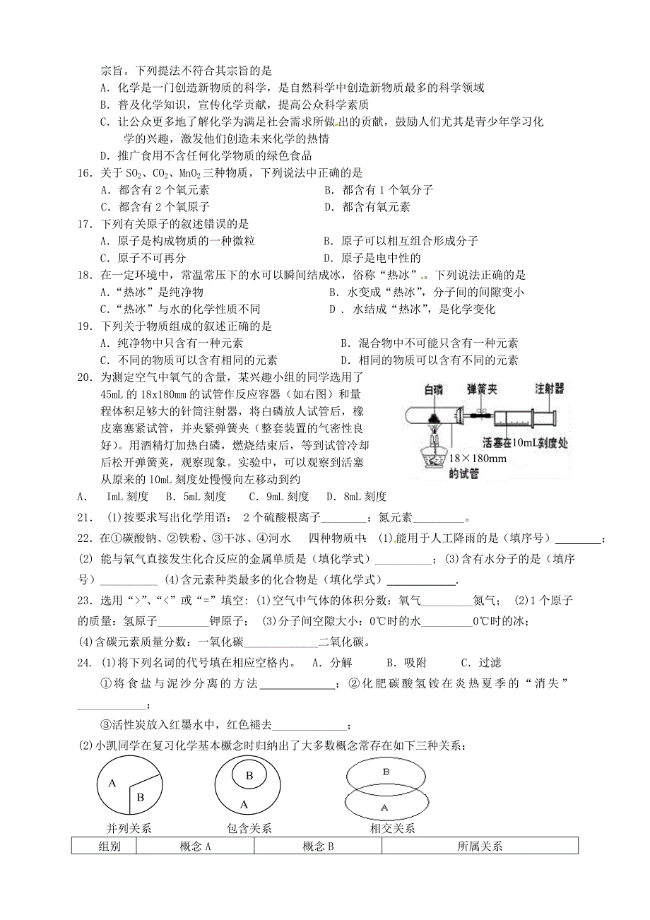 江苏省常州市武进区夏溪初级中学2020届九年级化学上学期第九周周练试题（无答案） 新人教版_第2页