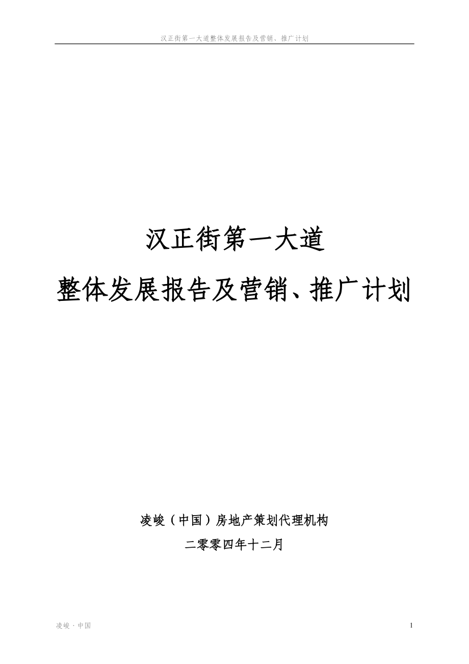 汉正街第一大道整体发展报告及营销计划（精华版）71p_第1页