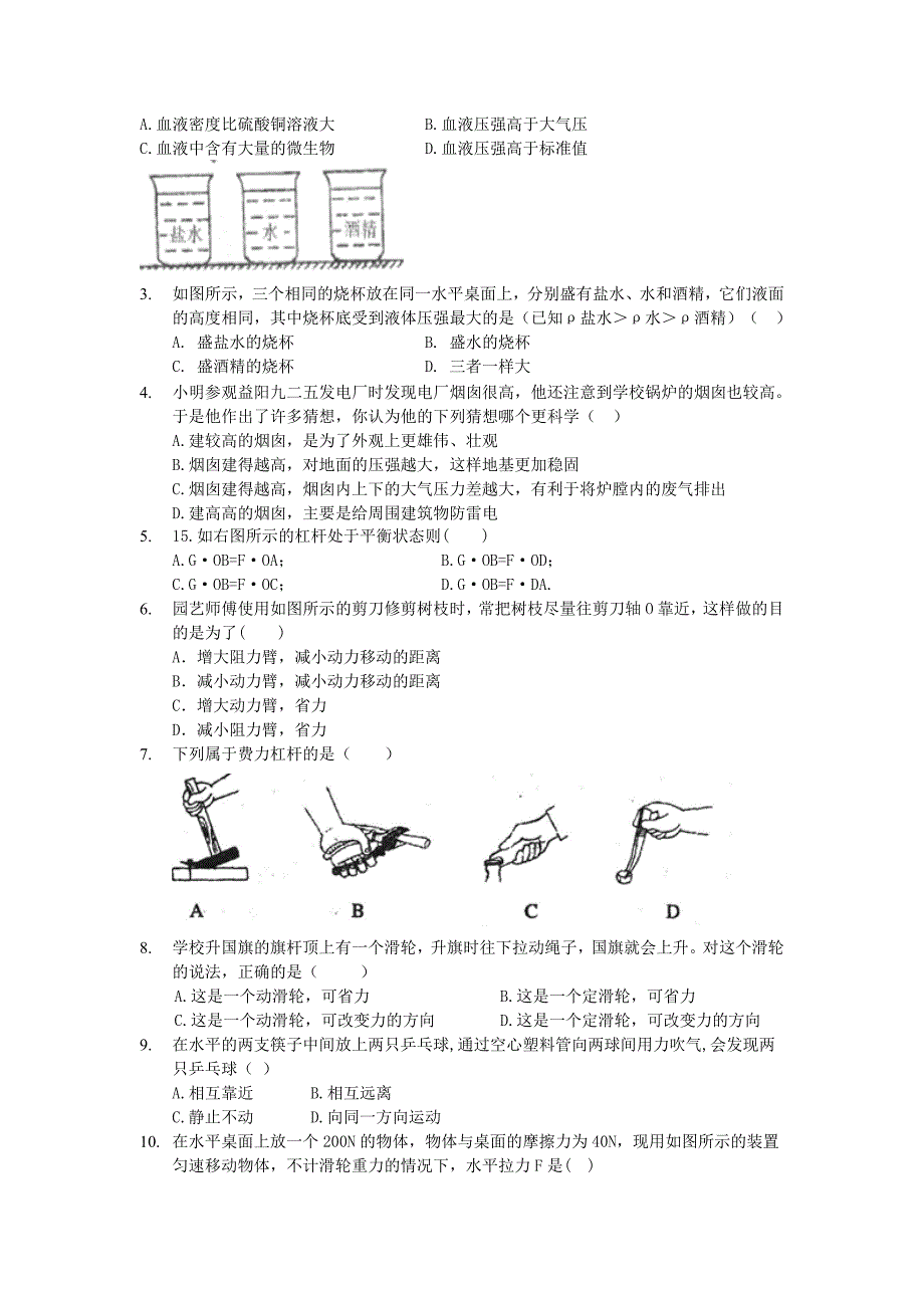 八年级下册物理期末试卷_第2页