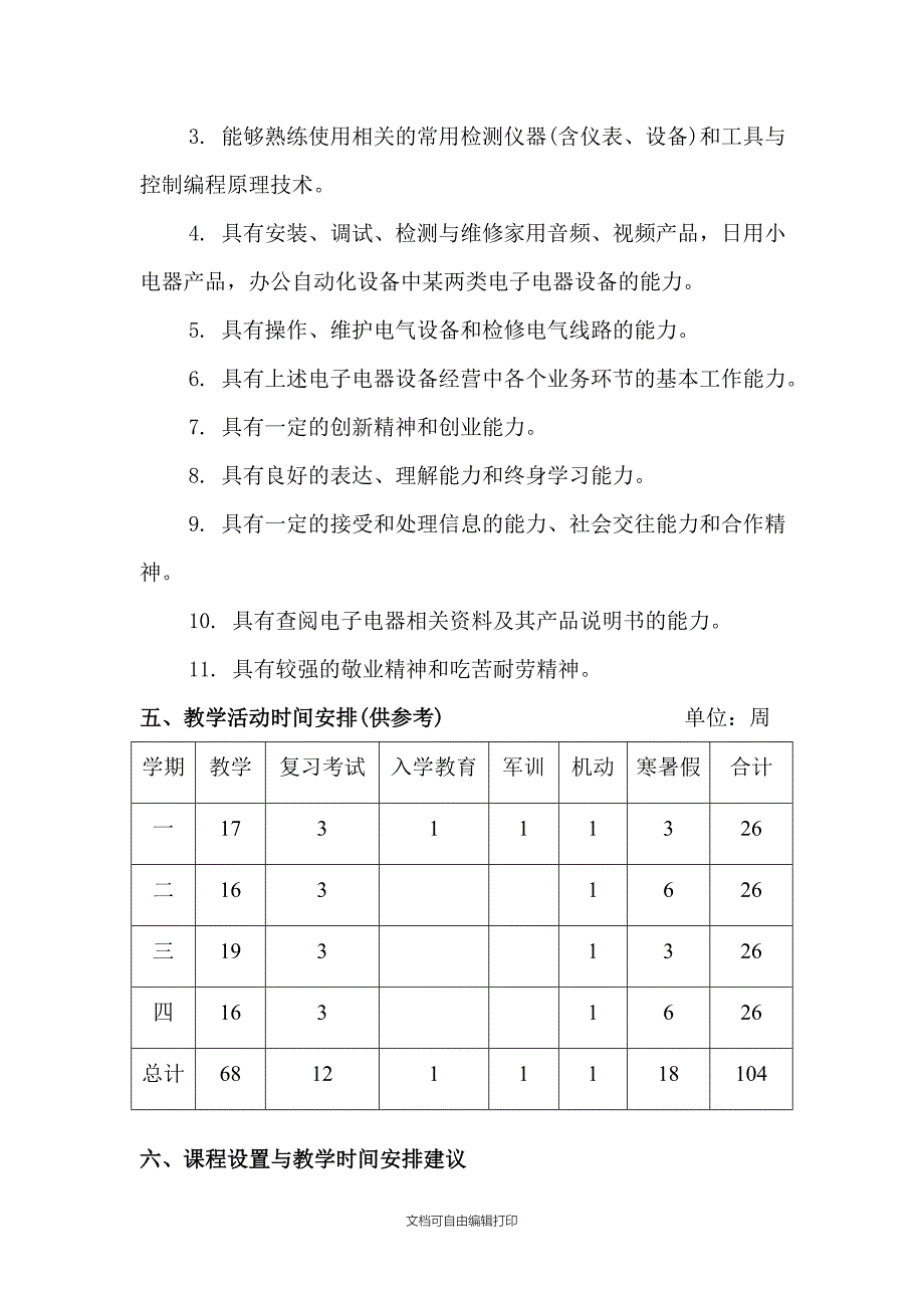 级计算机专业实施性教学计划(数码产品维修专业)_第4页