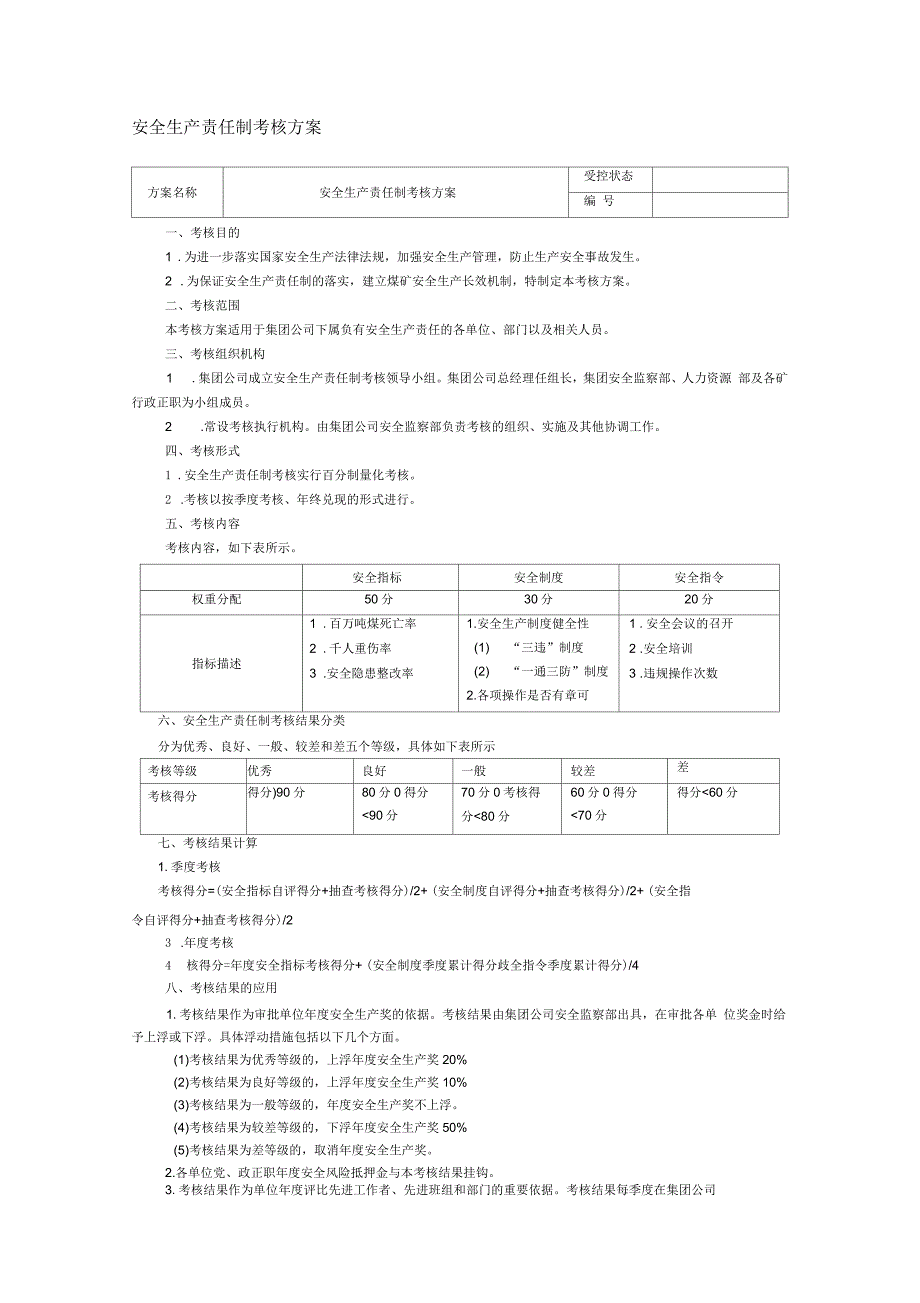 安全生产责任制考核方案_第1页