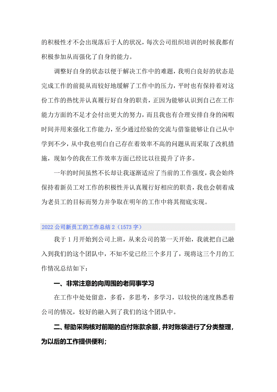 2022公司新员工的工作总结_第2页