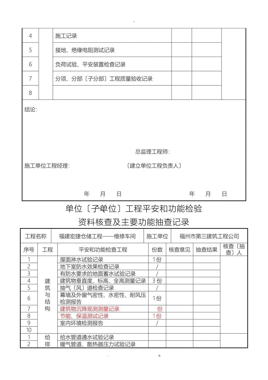 维修车间单位子单位工程质量竣工验收记录_第5页