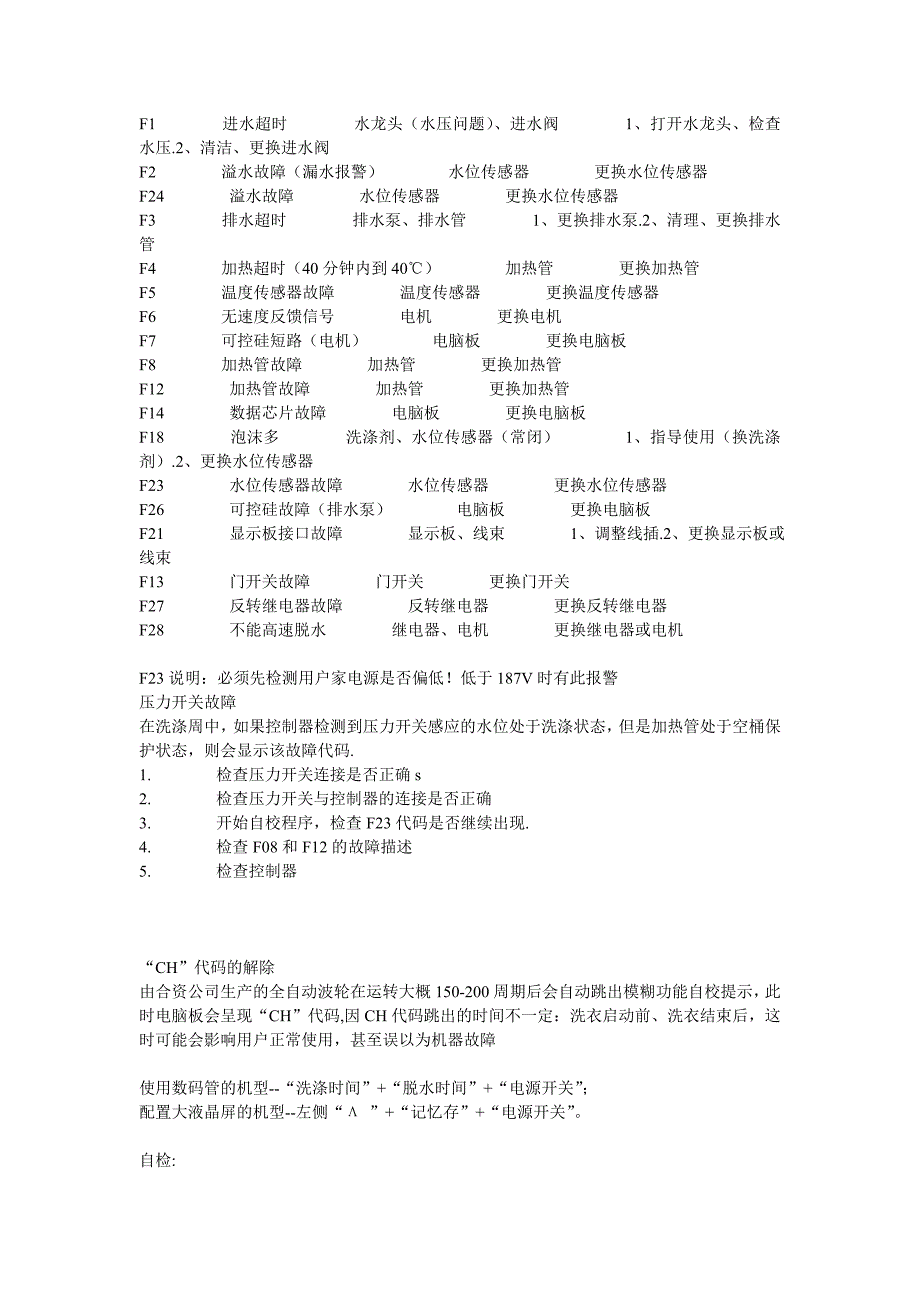 洗衣机故障代码与常用知识_第4页