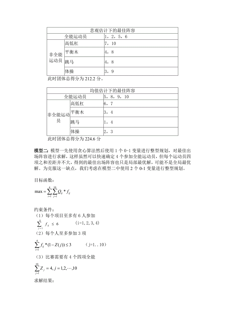 数学建模最佳阵容问题附程序代码_第4页