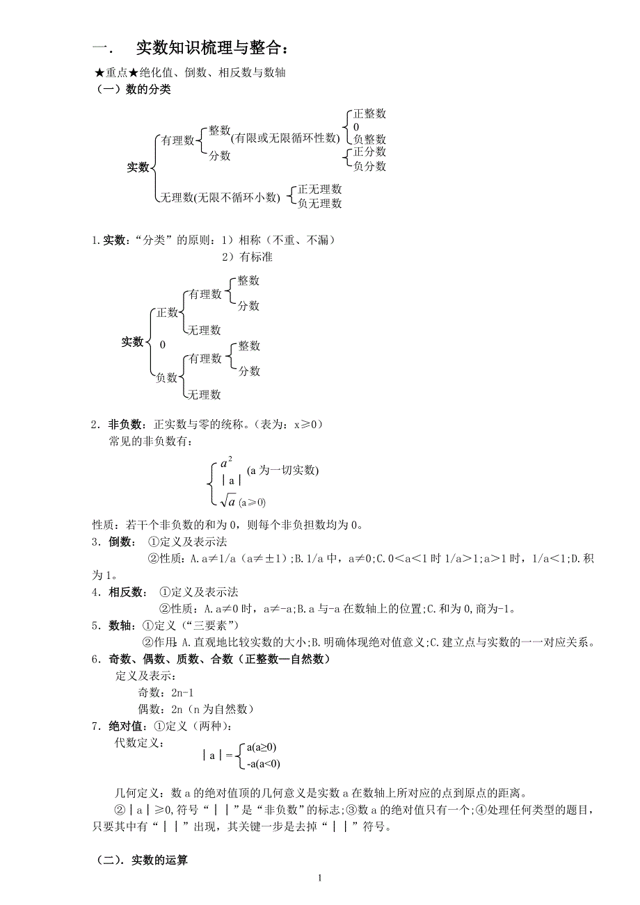专题之实数、代数式、分式、根式_第1页