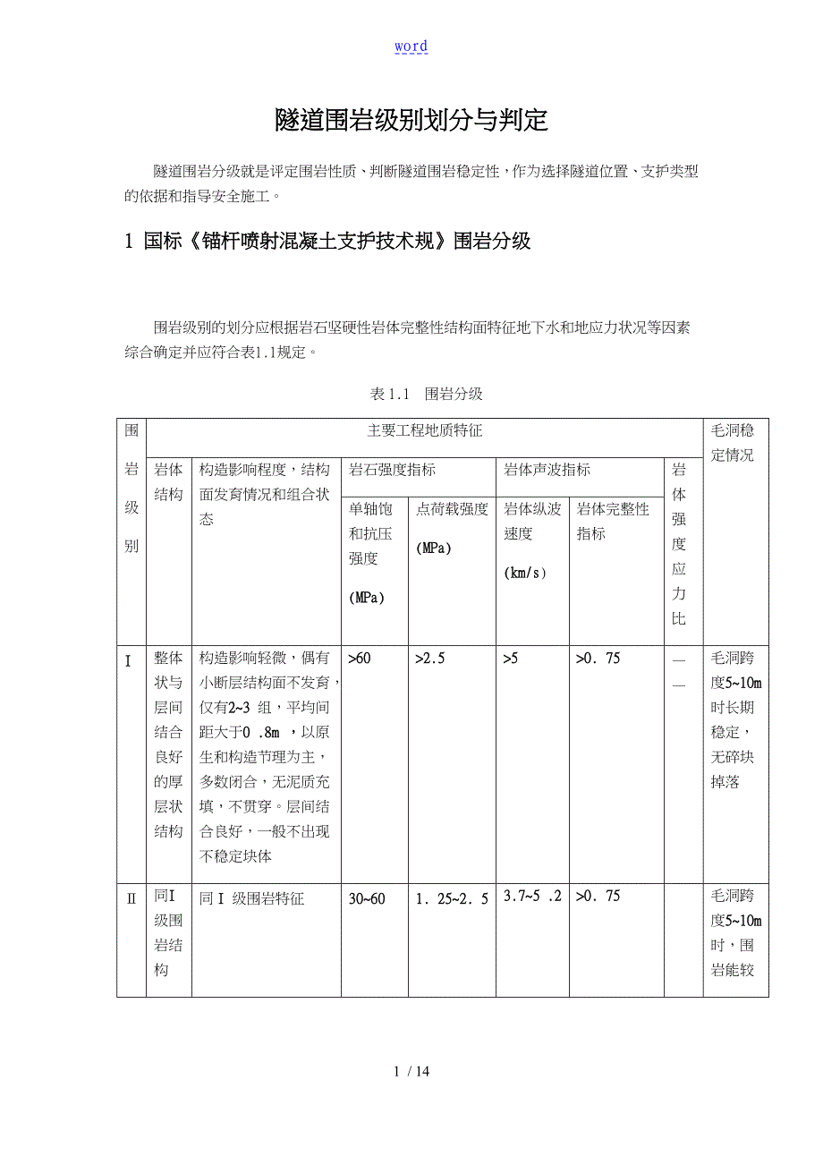 隧道围岩级别划分和判定_第1页