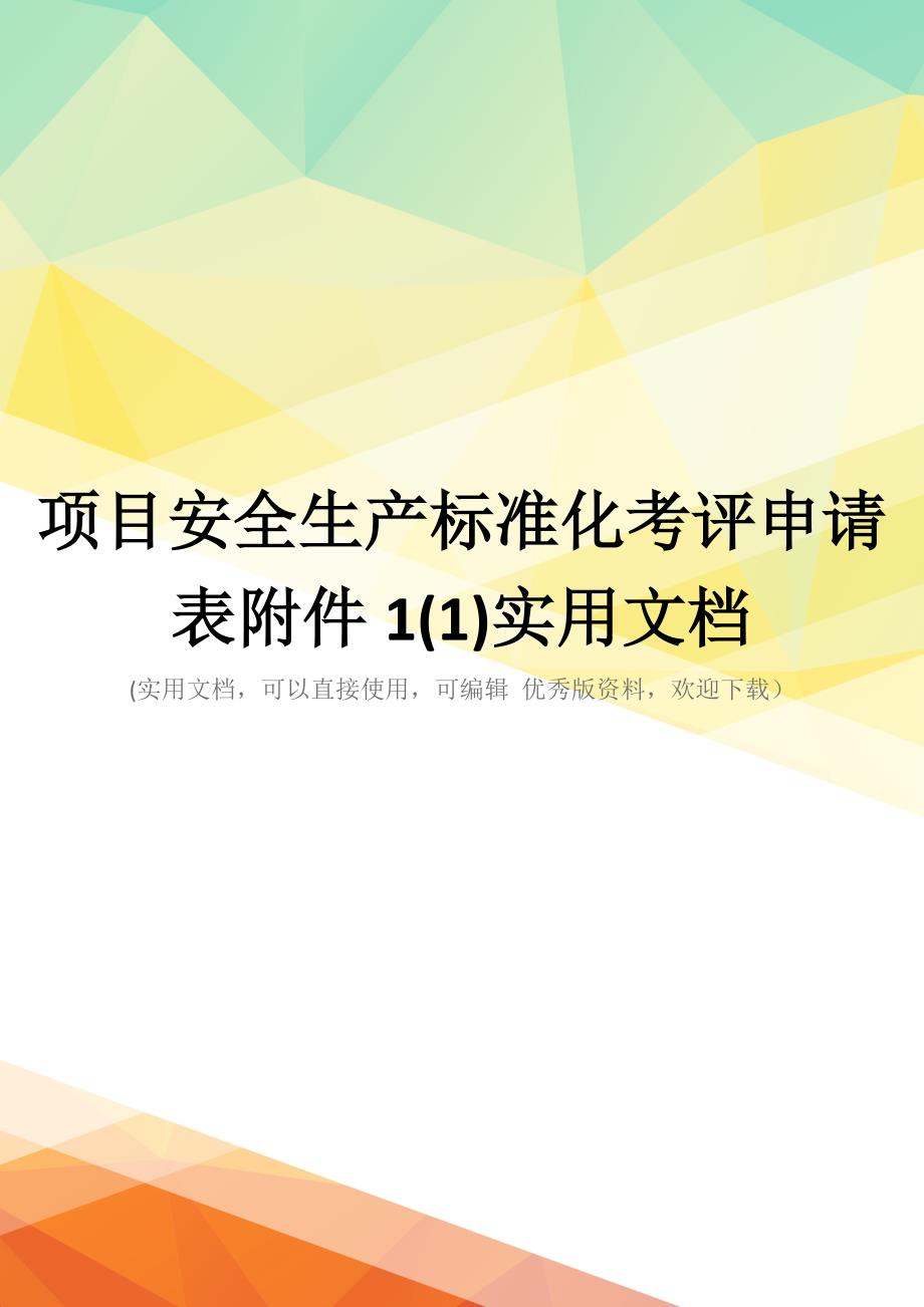 项目安全生产标准化考评申请表附件1(1)实用文档_第1页