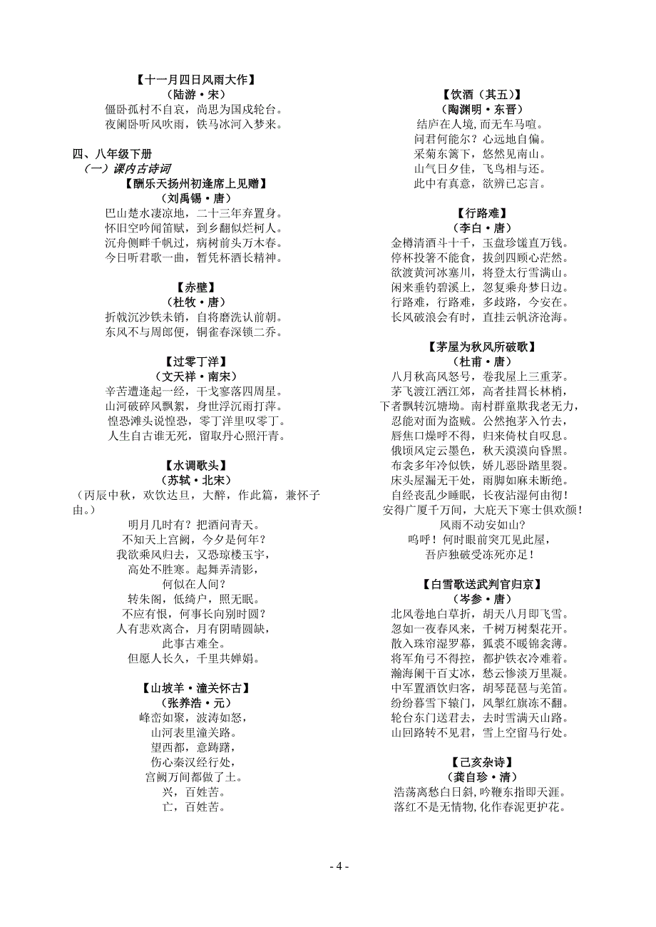 人教版初中全部古诗文大全_第4页