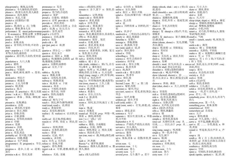 英语中考必备词汇1600(打印版)_第5页