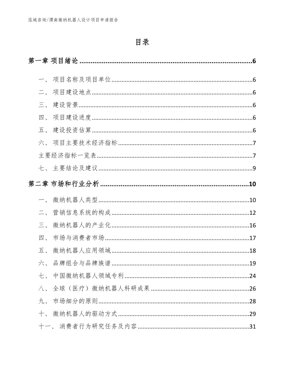 渭南微纳机器人设计项目申请报告（模板范本）_第1页