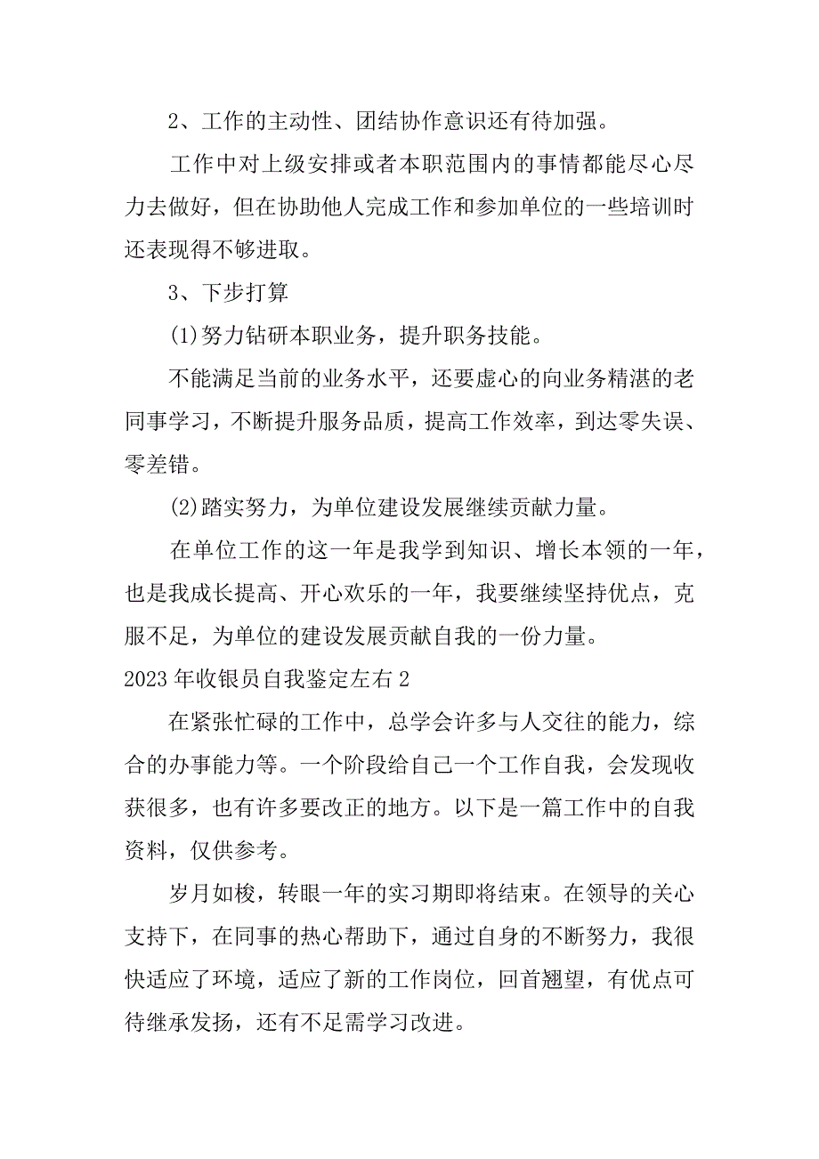 2023年收银员自我鉴定左右13篇_第4页