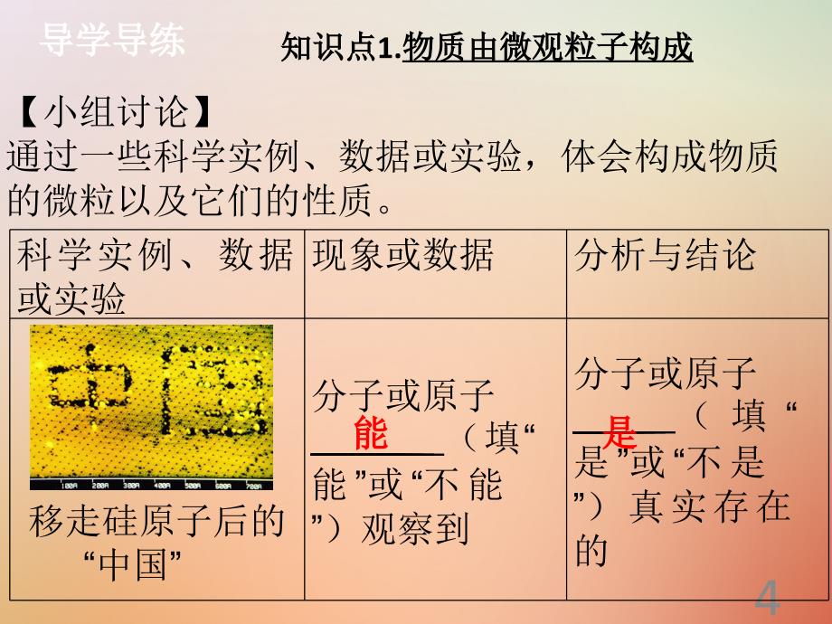 九年级化学上册 第三单元 物质构成的奥秘 课题1 分子和原子导学导练 （新版）新人教版_第4页