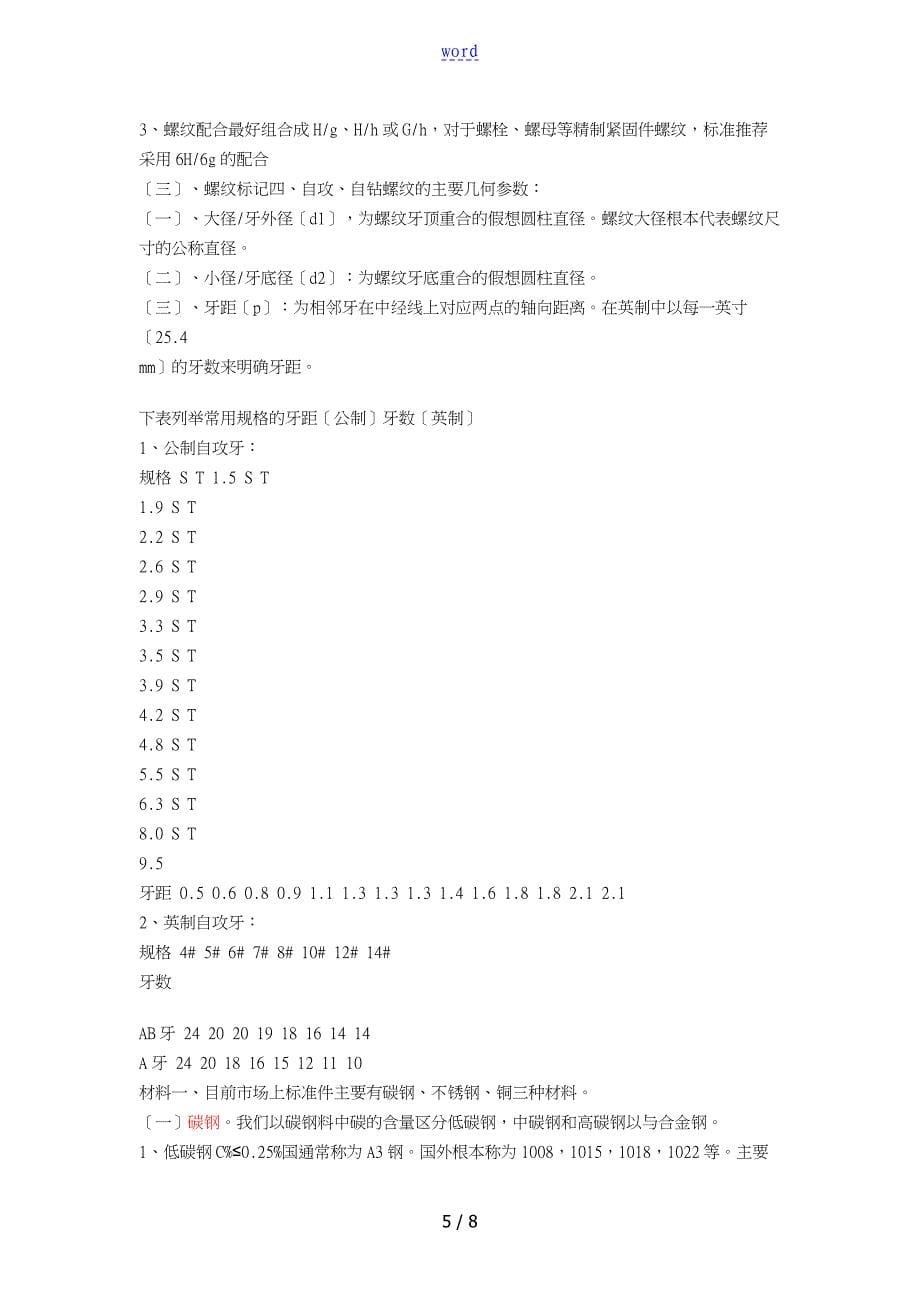 常用螺栓地实用标准化和规格表格_第5页