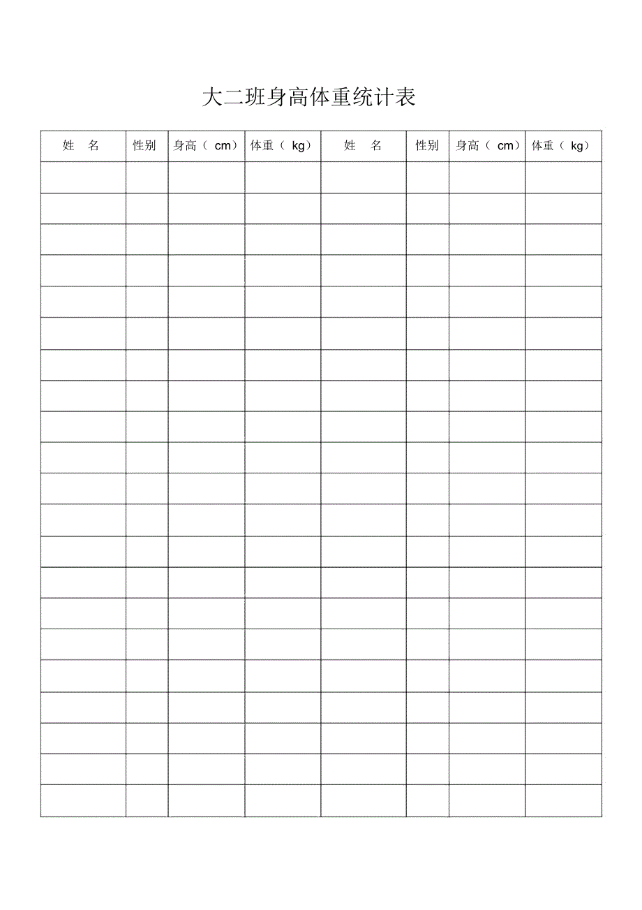班级学生身高体重统计表_第2页
