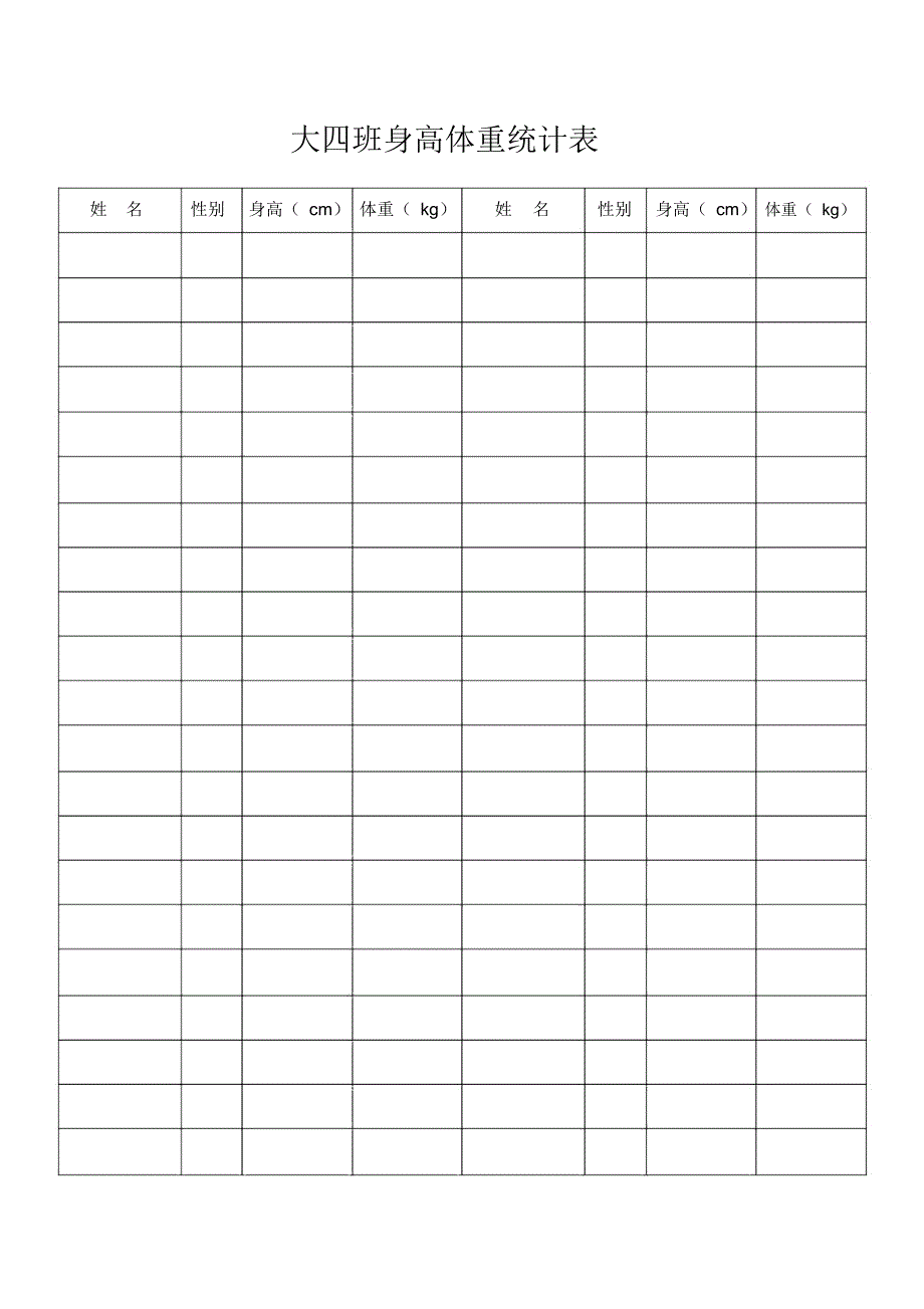 班级学生身高体重统计表_第4页
