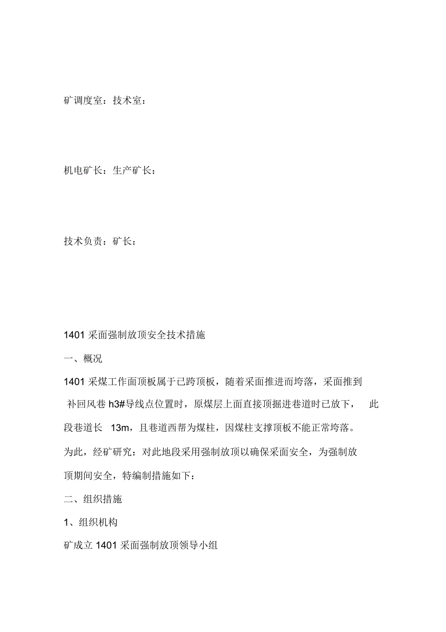 正大煤矿1401采面强制放顶安全技术措施_第2页