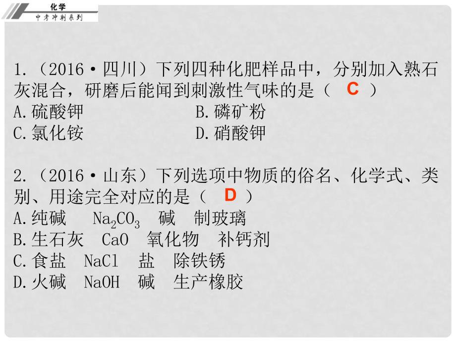 中考化学总复习 第十九章 盐和化学肥料（课后作业本）课件_第2页