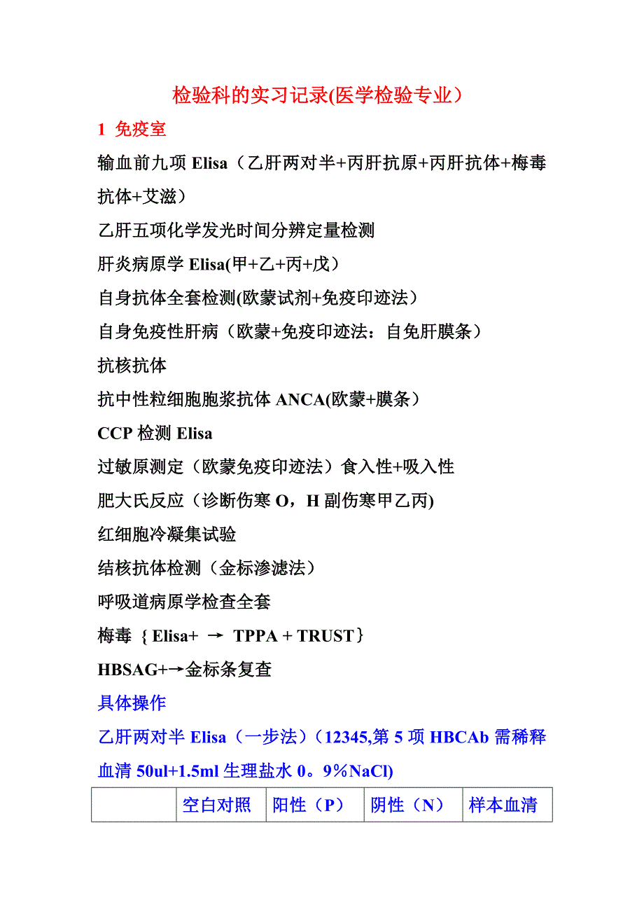 检验科实习记录医学检验_第1页