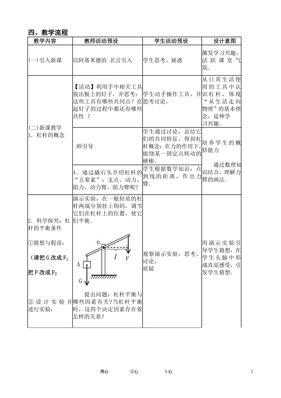 杠杆的平衡条件教学设计.doc_第2页