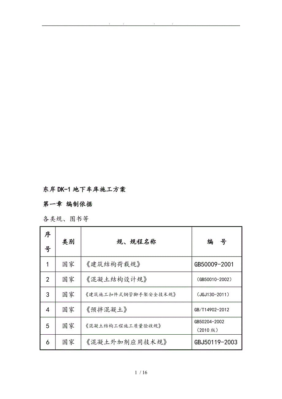 东岸阳光DK1地下车库工程施工组织设计方案_第1页