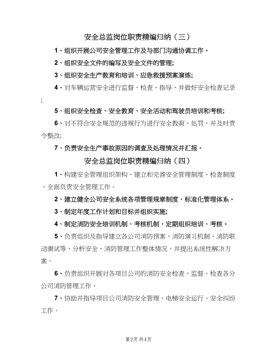 安全总监岗位职责精编归纳（六篇）.doc_第2页