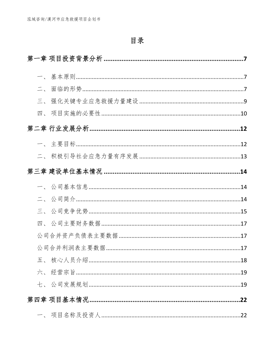 漠河市应急救援项目企划书【范文模板】_第2页