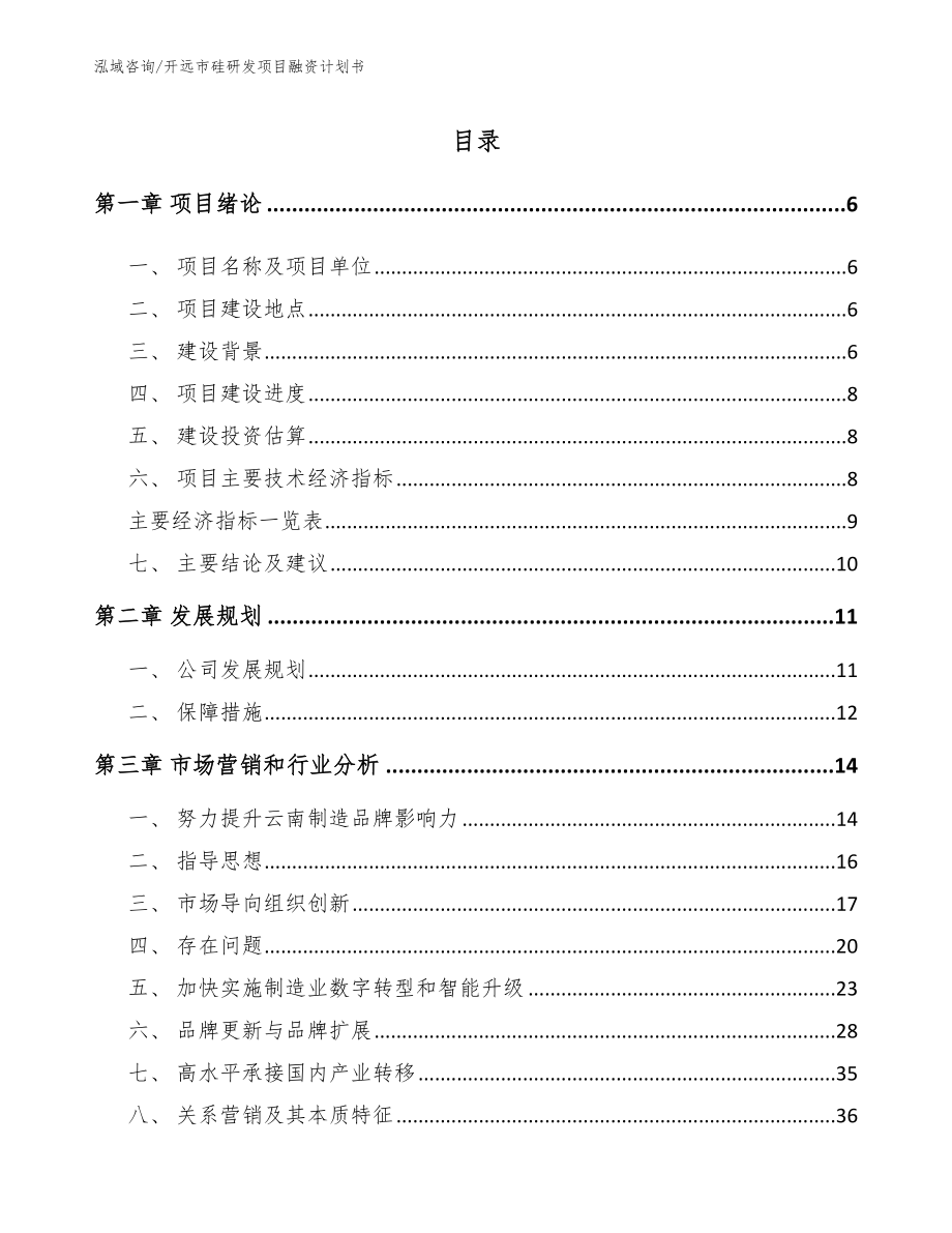 开远市硅研发项目融资计划书_第2页