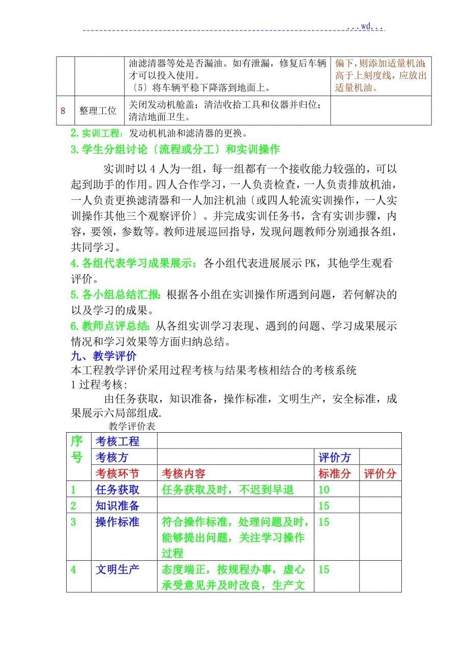 汽车发动机机油更换教学设计_第5页