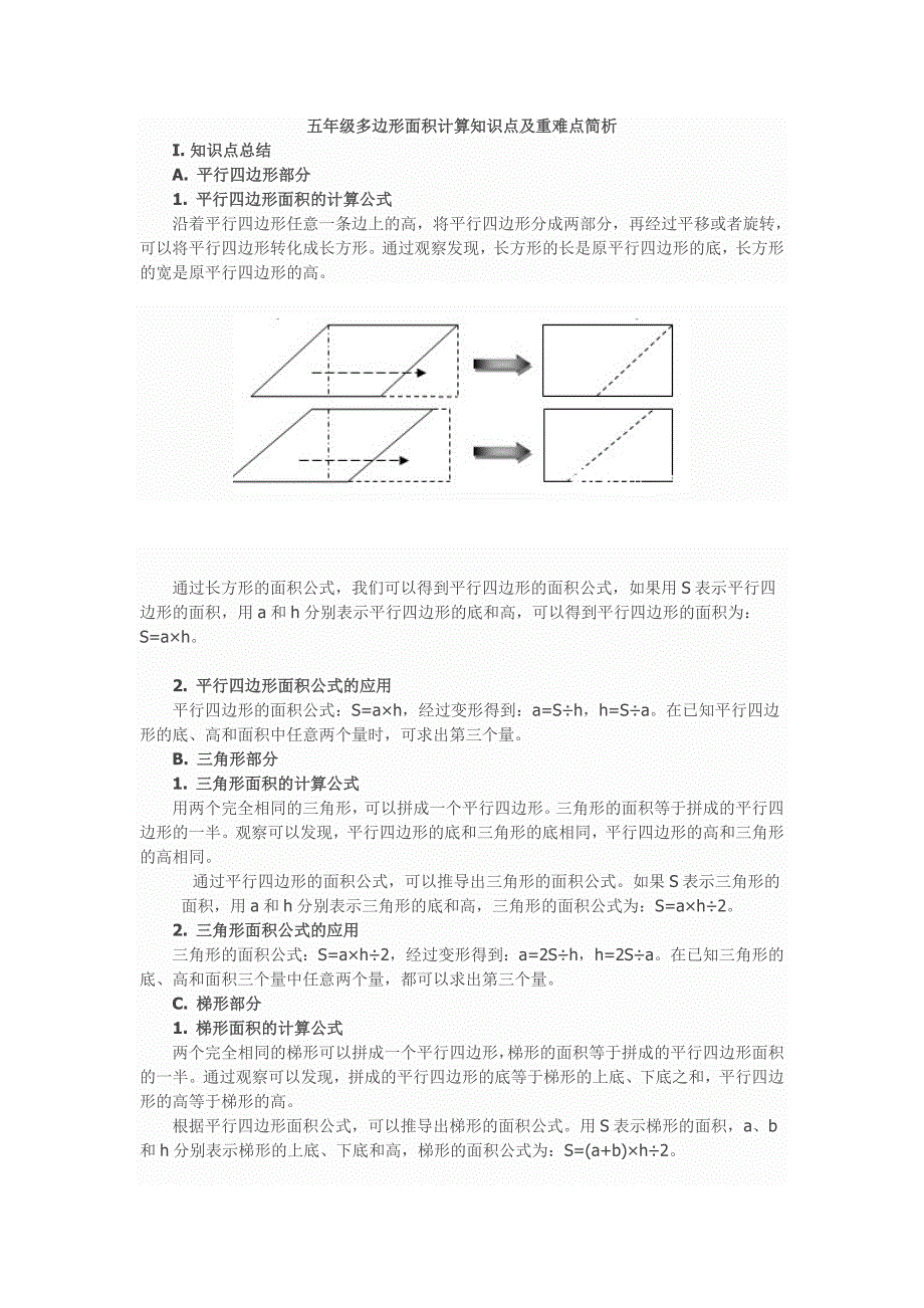 五年级数学《多边形的面积》知识重难点.doc_第1页