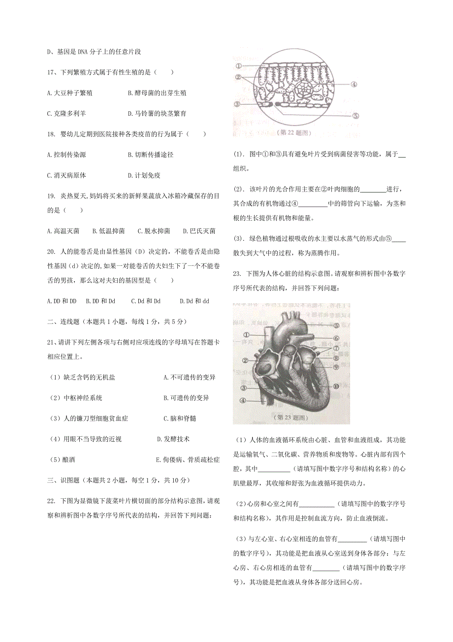 沈阳市2017年中考生物真题_第2页