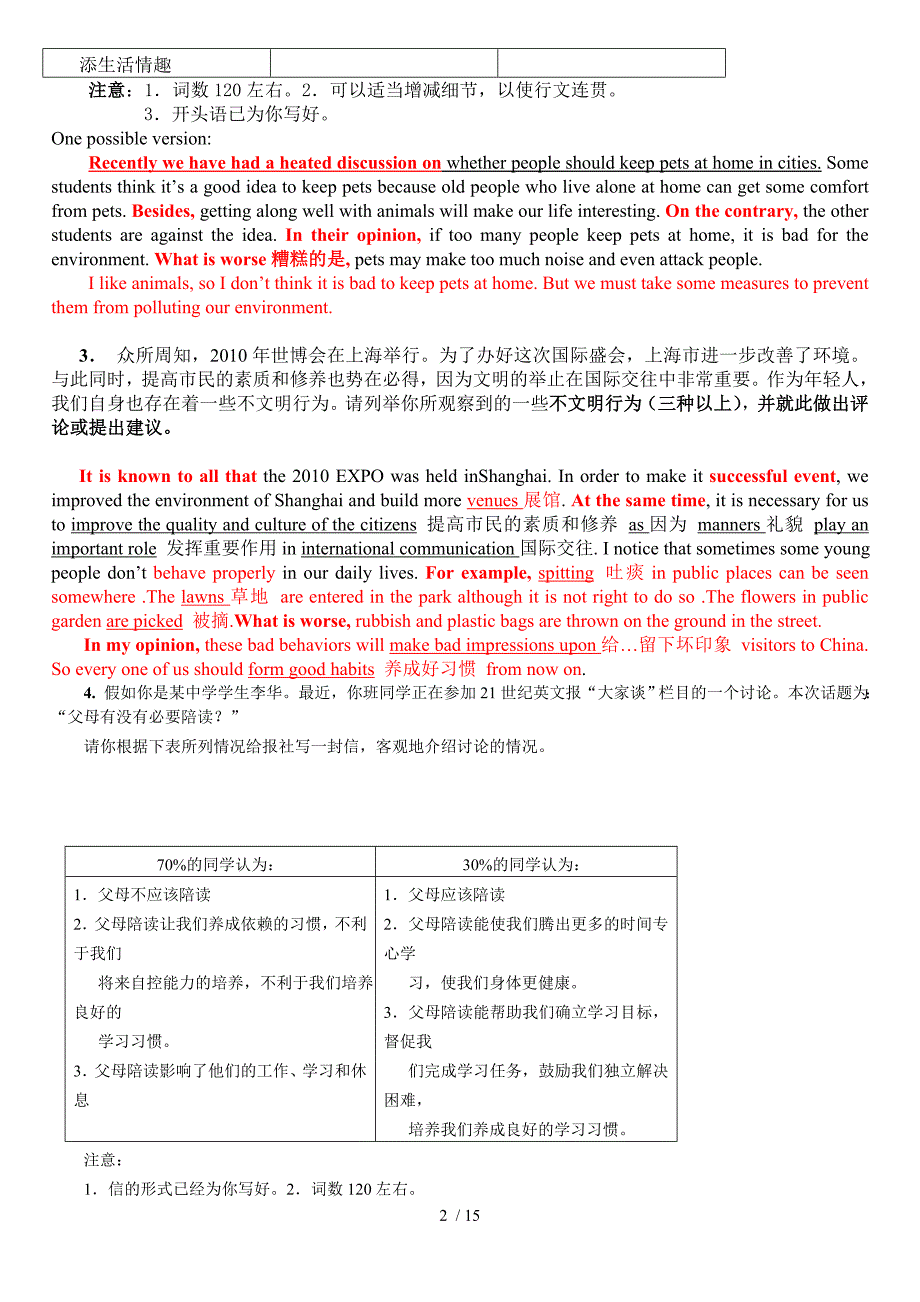 高考书面表达范文及52句活用例句_第2页