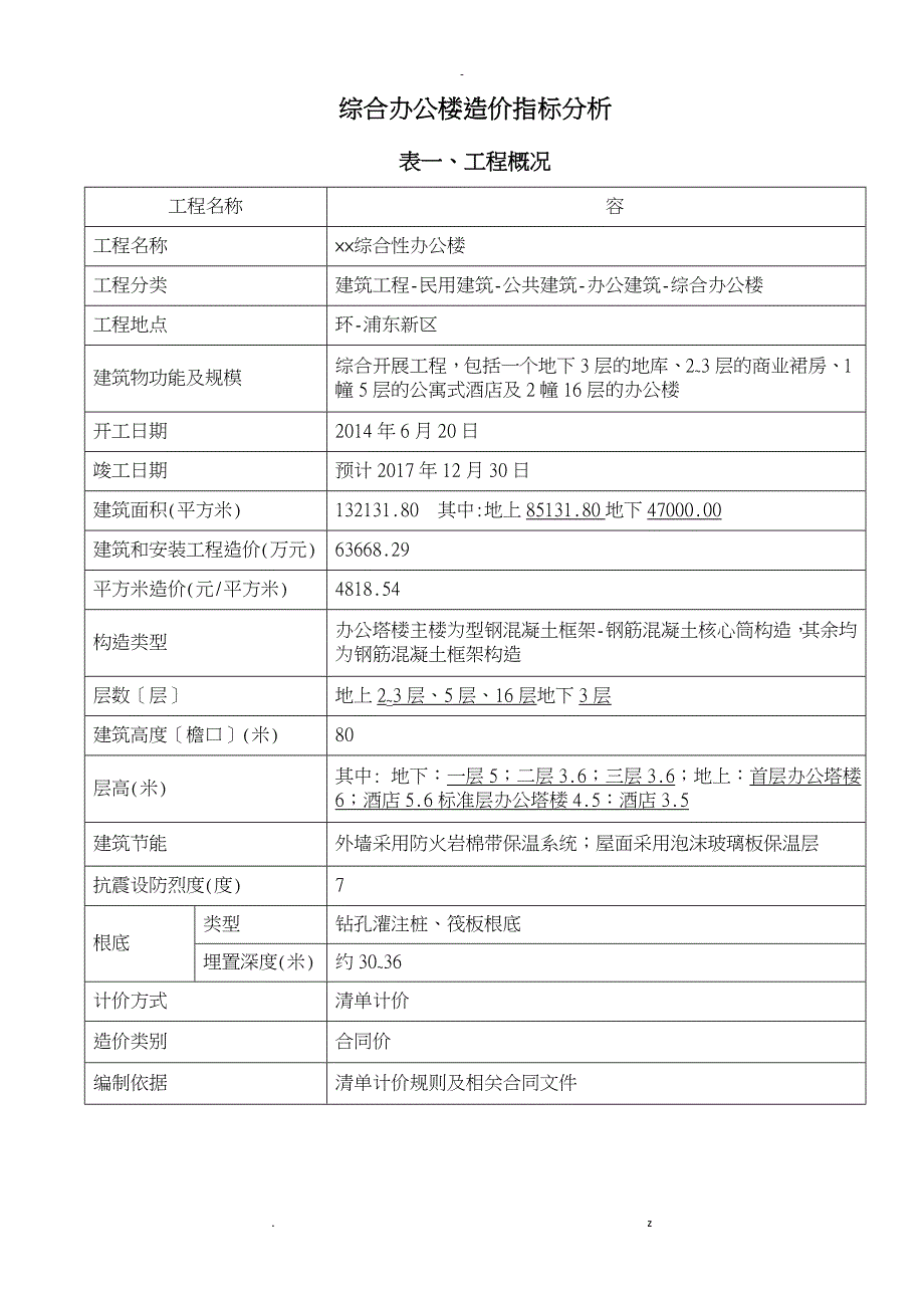 综合办公楼造价指标分析_第1页