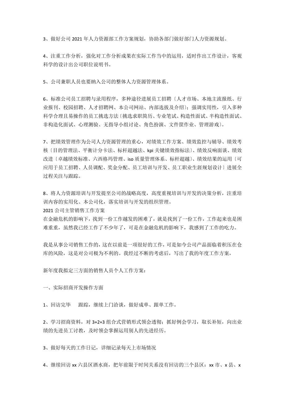 公司主管的个人销售工作计划_第5页