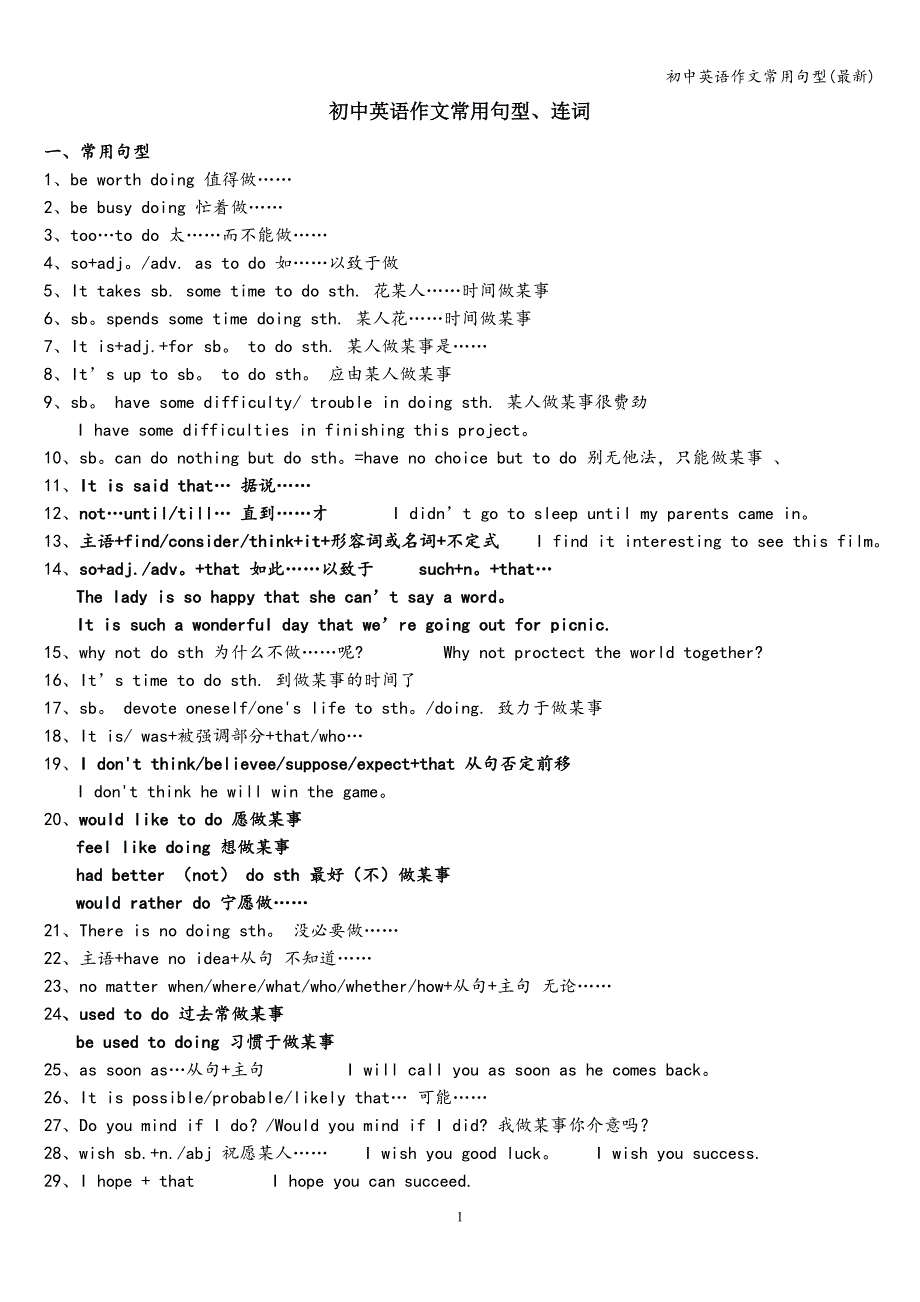 初中英语作文常用句型(最新).doc_第1页