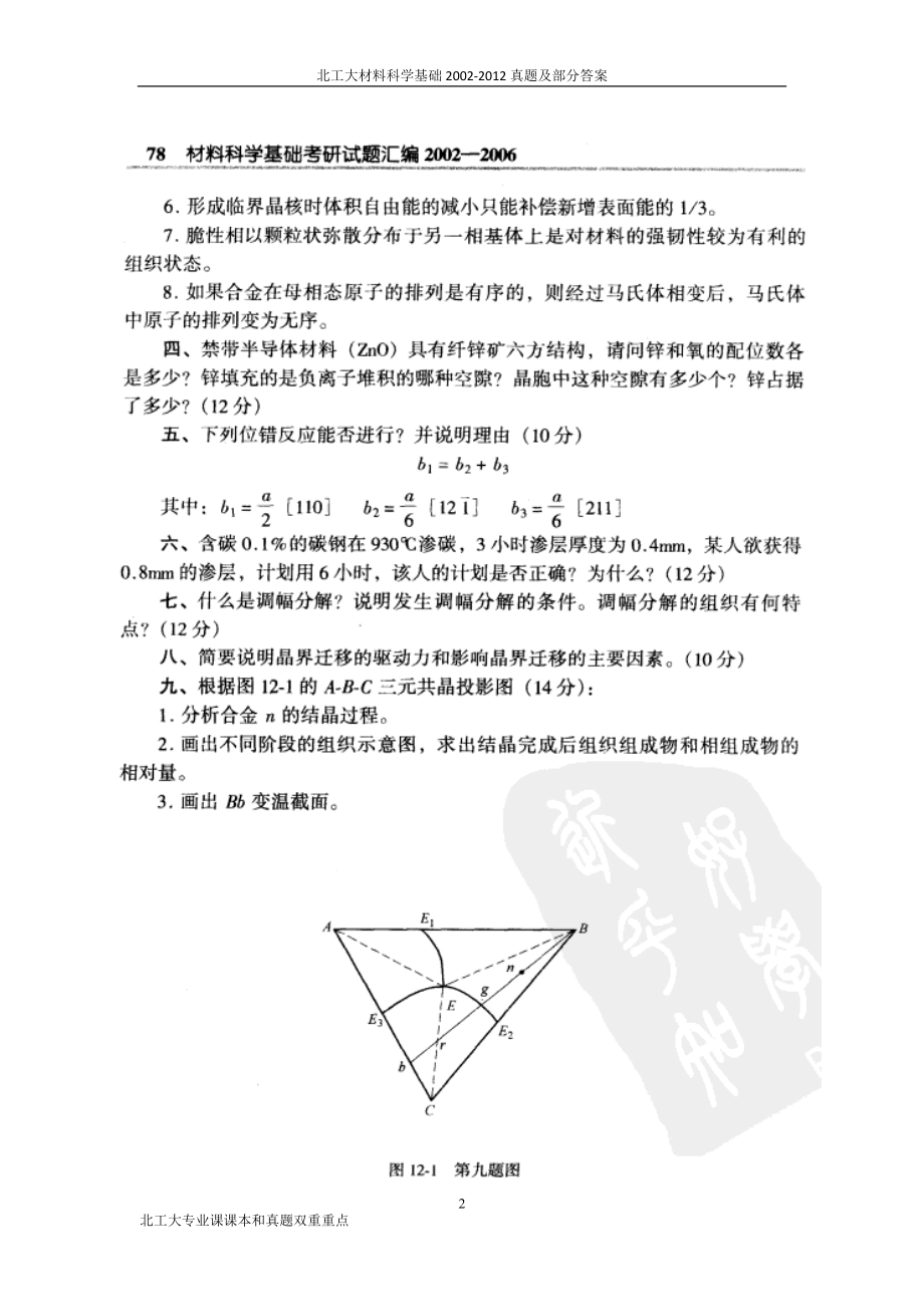 北工大材料科学基础2002真题及部分答案_第2页